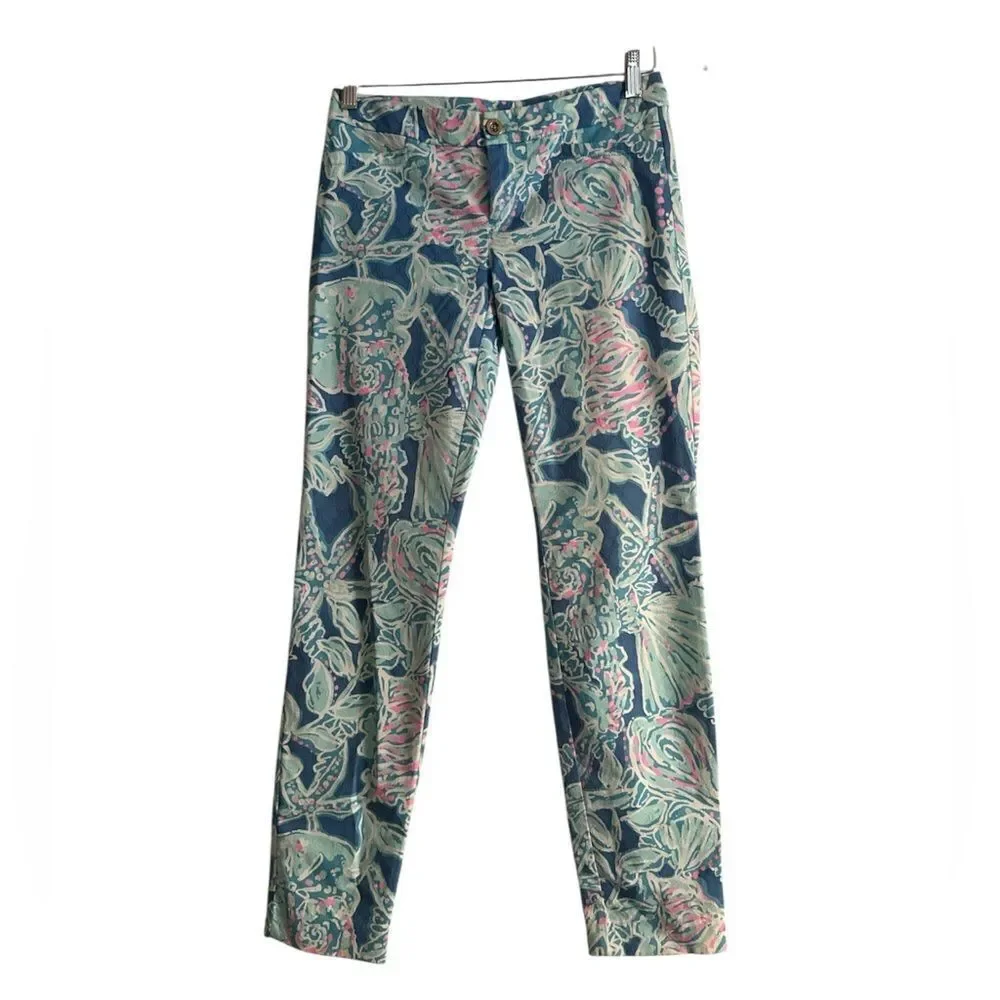 Lilly Pulitzer Bundled of 2 Pink and Green Floral Pants EUC